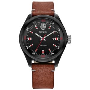 Mens+Chewbacca+EcoDrive+Brown+Leather+Strap+Watch+Black+Dial