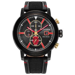 Mens+Darth+Maul+EcoDrive+Chronograph+Black+Cordura+Strap+Watch+Black+Dial