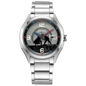 Mens+Duel+EcoDrive+SilverTone+Stainless+Steel+Watch+Black+Dial