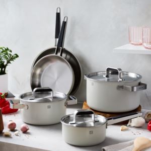 Pure+8pc+Stainless+Steel+Cookware+Set+Ivory+White