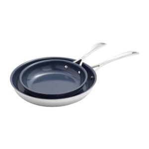 Clad+CFX+2pc+Stainless+Steel+Nonstick+Ceramic+Fry+Pan+Set