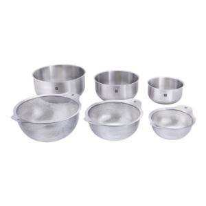6pc+Prep+Stainless+Steel+Nesting+Bowl+%26+Strainer+Set+Silver