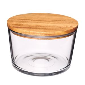104oz+Glass+Party%2FTrifle+Bowl+w%2F+Acacia+Lid