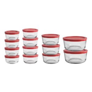 26pc+Glass+Food+Storage+Set+w%2F+SnugFit+Lids+Red