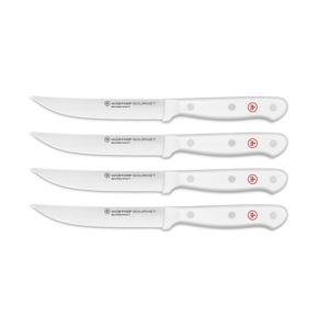 4pc+Gourmet+Steak+Knife+Set+w%2F+White+Handles