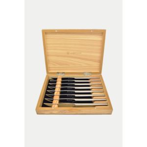 8pc+Stainless+Steak+Knife+Set+in+Olivewood+Presentation+Box