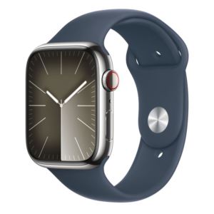 Watch+Series+9+GPS+%2B+Cell+41mm+Silver+SS+Case+w%2F+Storm+Blue+S%2FM+Sport+Band