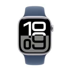 Watch+Series+10+GPS+42mm+Silver+Aluminum+Case+w%2F+S%2FM+Denim+Sport+Band
