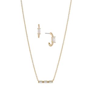 Hoop+Earrings+and+CZ+Bar+Necklace