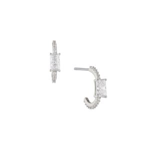Emerald+Cut+and+Pave+CZ+Huggie+Hoops