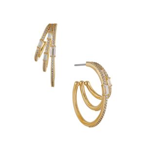 Triple+Hoop+CZ+Earrings