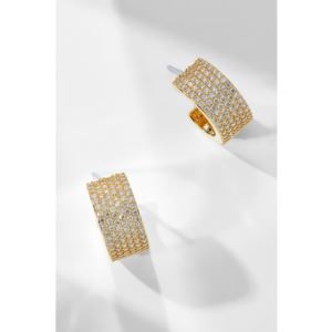 Pave+CZ+Chunky+Huggie+Earrings+Silver