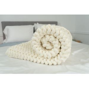 HUSH+Hand+Knitted+15lbs+Weighted+Blanket+-+Cream