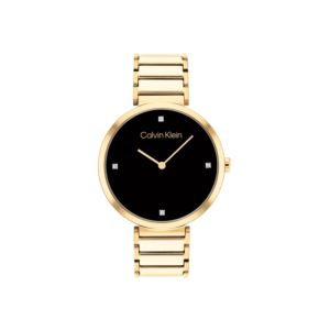 Ladies+Minimalist+T-Bar+Gold-Tone+Stainless+Steel+Watch+Black+Dial