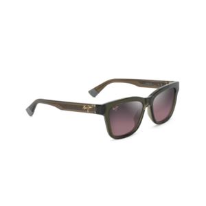 Hanohano+Polarized+Sunglasses+Shiny+Green+Frame+Maui+Rose+Lens