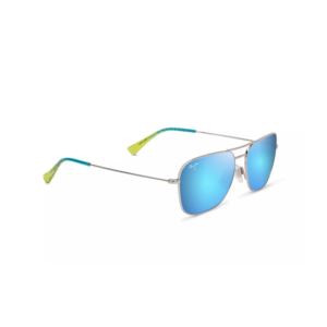 Naauao+Polarized+Sunglasses+Shiny+Silver+Frame+Blue+Hawaii+Lens