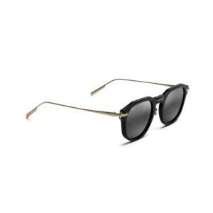Alika+Polarized+Sunglasses+Black+w+Gold+Frame+Neutral+Gray+Lens