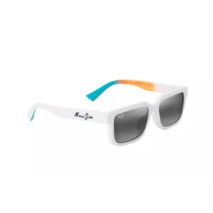 Hiapo+Asian+Fit+Polarized+Sunglasses+Matte+White+Frame+Neutral+Gray+Lens