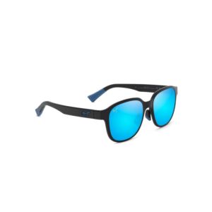 Noa+Asian+Fit+Polarized+Sunglasses+Matte+Black+Frame+Blue+Hawaii+Lens