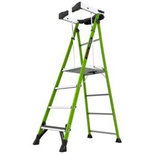 FORTRESS+4ft+Fiberglass+Platform+Ladder+w%2F+Wraparound+%26+Ground+Cue