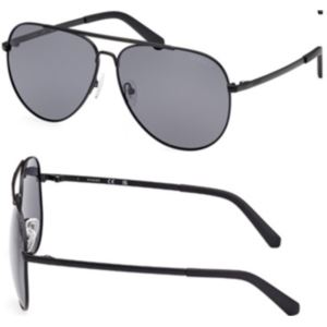 Guess+Mens+Metal+Aviator+Sunglasses+Matte+BlackSmoke+Polarized