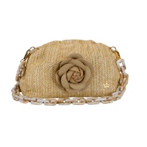 Mini+Herringbone+Faux+Straw+Pouchette