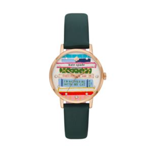 Ladies%27+Metro+Green+Leather+Strap+Watch+Bookstack+Dial