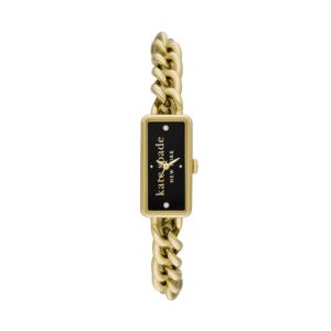 Ladies%27+Rosedale+Gold-Tone+Curb-Link+Stainless+Steel+Watch+Black+Dial