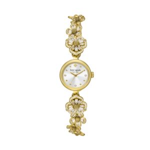 Ladies+Monroe+Gold-Tone+Stainless+Steel+Floral+Watch+MOP+Dial
