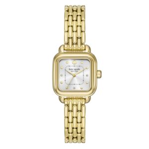 Ladies+Gracie+Gold-Tone+Stainless+Steel+Square+Watch+Silver+Dial