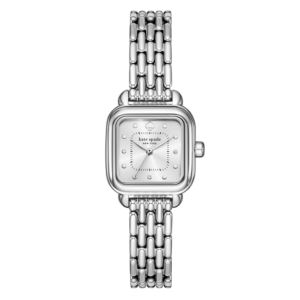 Ladies+Gracie+Silver-Tone+Stainless+Steel+Square+Watch+Silver+Dial