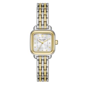 Ladies+Gracie+Two-Tone+Stainless+Steel+Square+Watch+Silver+Dial