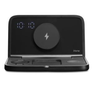 Triple+Charging+Portable+Wireless+Alarm+Clock+w+Valet+Tray