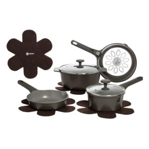 10pc+Aria+Cast+Aluminum+Cookware+Set+Charcoal