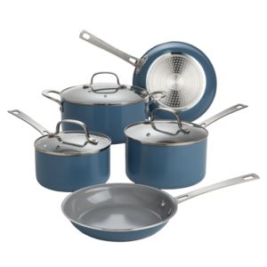 8pc+Clean+Ceramic+Induction+Cookware+Set+Dusty+Blue
