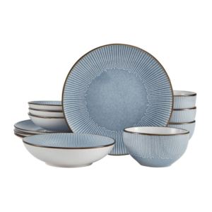Arlie+Blue+12pc+Stoneware+Dinnerware+Set