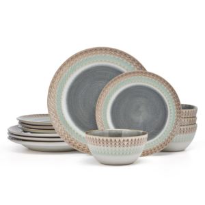 Kenney+Gray+12pc+Stoneware+Dinnerware+Set
