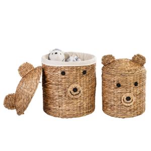 Nature+Water+Hyacinth+Bear+Shaped+Storage+Baskets+Set+of+2