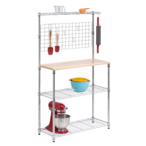 Chome+4-Tier+Baker%27s+Rack+w%2F+Hanging+Grid+Storage