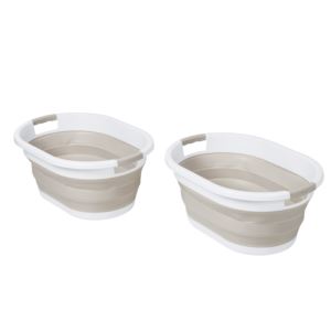 2pc+Collapsible+Rubber+Laundry+Baskets+Warm+Gray%2FWhite