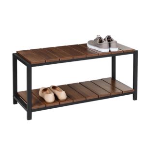2-Tier+Entryway+Shoe+Bench+Walnut