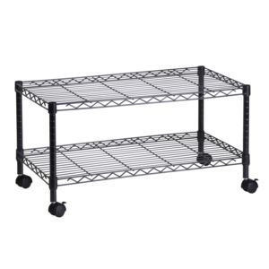 2-Tier+TV+Stand+%26+Media+Cart+Black