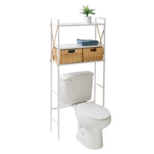 Over-the-Toilet+Space+Saver+Shelf+System+w%2F+2+Baskets+White