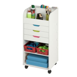 3-Drawer+Craft+Storage+Cart+White