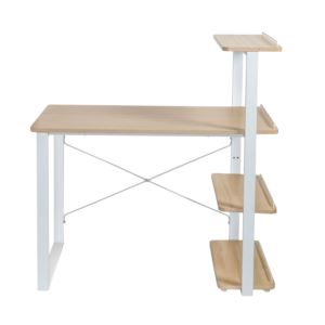 Home+Office+Computer+Desk+w%2F+Shelves+White%2FNatural