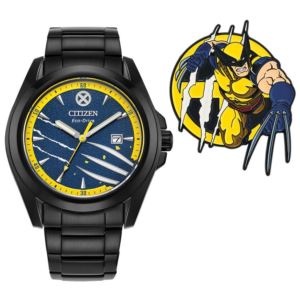 Men%27s+Wolverine+Eco-Drive+Black+IP+Stainless+Steel+Watch+Blue+Dial
