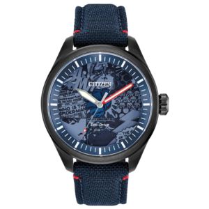 Men%27s+Marvel+Heroes+Eco-Drive+Navy+Cordura+Strap+Watch+Blue+Dial