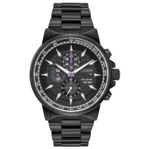 Men%27s+Black+Panther+Eco-Drive+Chronograph+Black+Ion-Plated+SS+Watch+Black+Dial