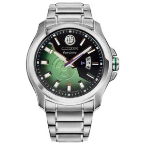 Men%27s+Hulk+Eco-Drive+Silver-Tone+Stainless+Steel+Watch+Black%2FGreen+Dial