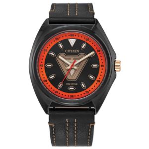 Men%27s+Marvel+Tony+Stark+%2763+Eco-Drive+Black+Leather+Strap+Watch+Black+Dial